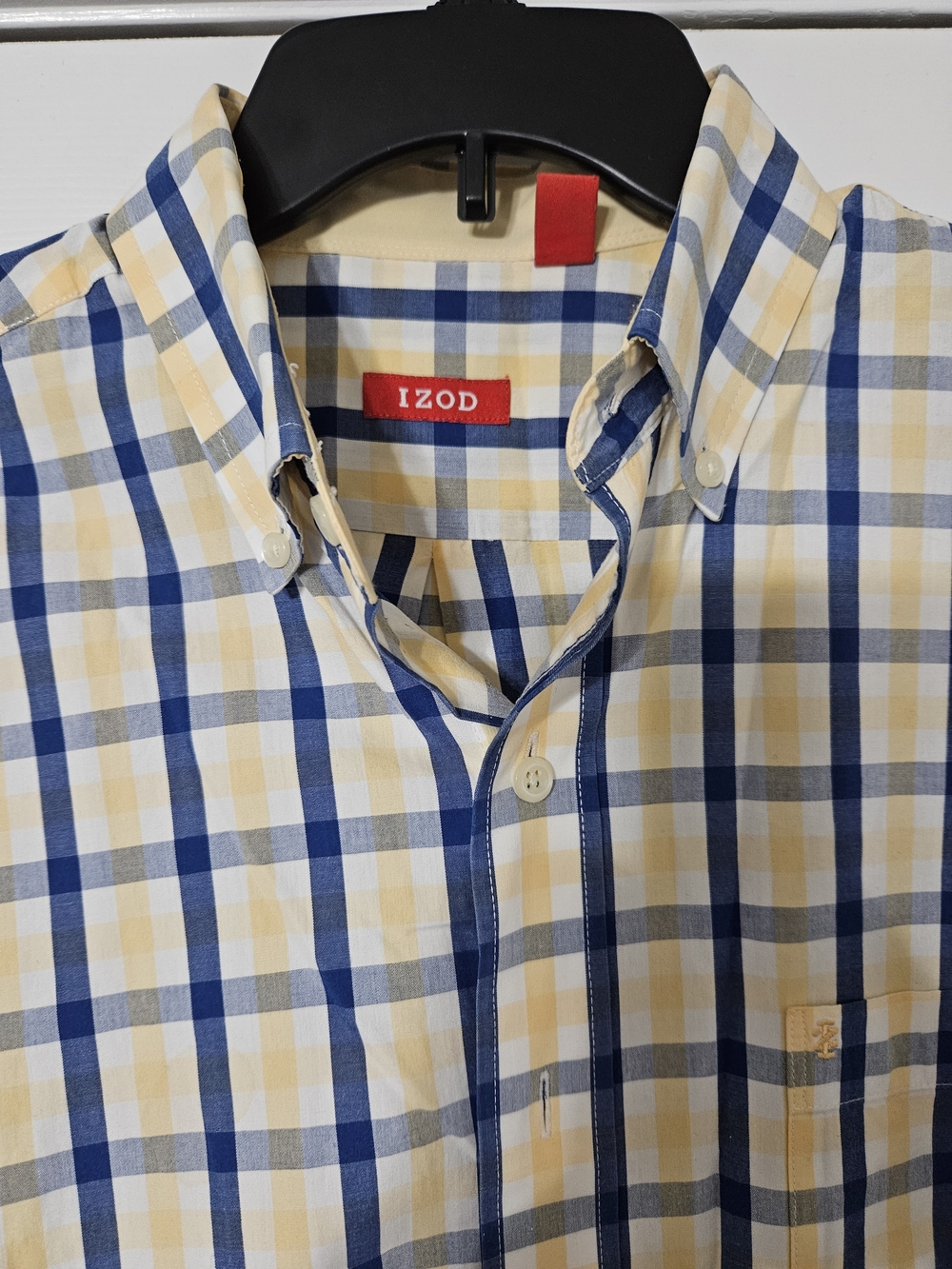 Izod Yellow and Blue Plaid Button-Down Shirt